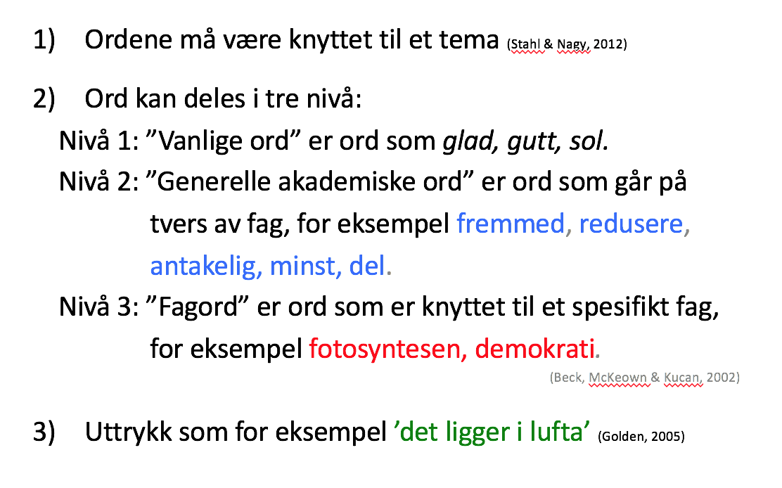 Å velge ut ord fra en tekst