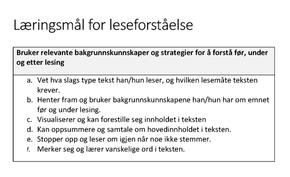 Læringsmåling for leseforståelse