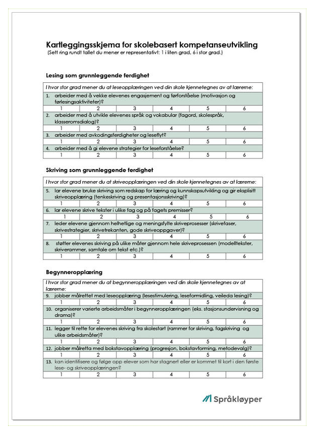 Faksimile av kartleggingsskjema