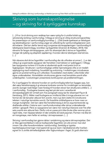 Skriving som kunnskapstilegnelse