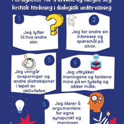 En liste med ferdigheter for å utvikle og tilegne seg kritisk tenkning i dialogisk undervisning