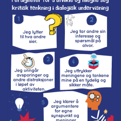 En liste med ferdigheter for å utvikle og tilegne seg kritisk tenkning i dialogisk undervisning
