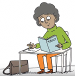 Illustrasjon av gutt som skriver