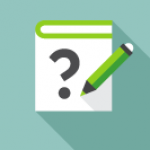 Ikon - Blyant og bok med spørsmålstegn på